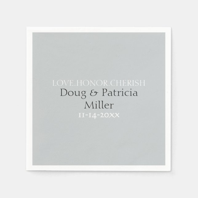 Grey Love Honor Cherish Napkins (Front)