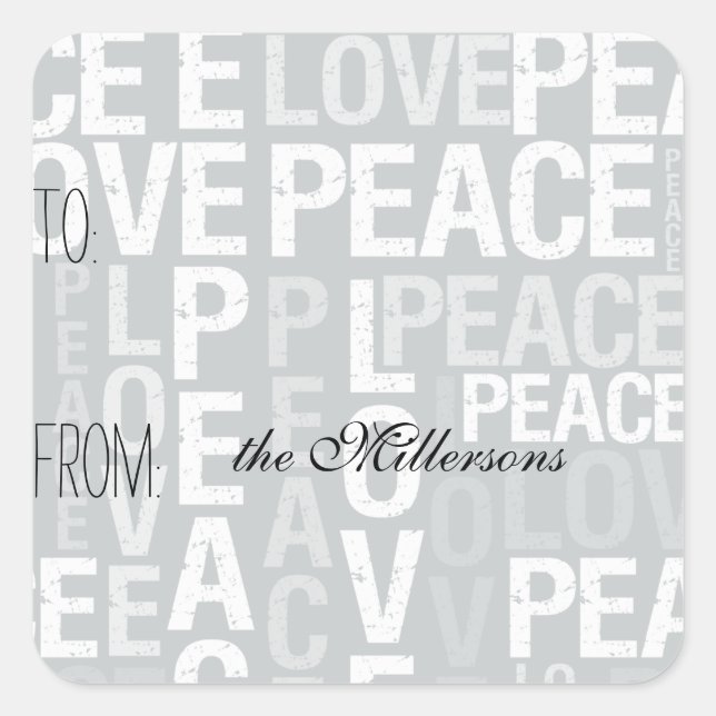 Grey Love Peace Gift Tag (Front)