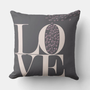 Grey Love/Pink Decorative Pillow