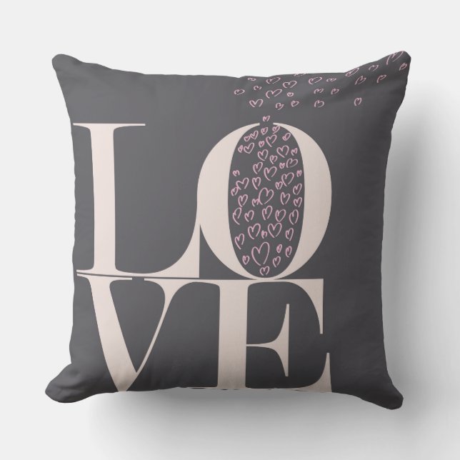 Grey Love/Pink Decorative Pillow (Front)