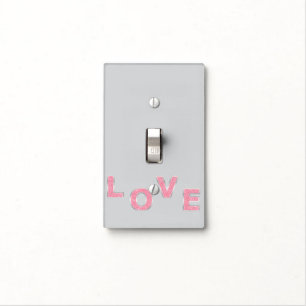 Grey Love Pink Silver Glitter Light Switch Cover