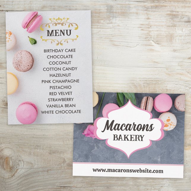 Grey Macarons Elegant Flavors Menu Postcard (Creator Uploaded)