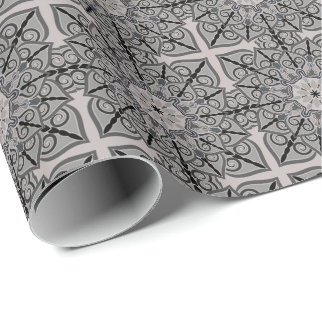Grey Mandala Wrapping Paper (Roll Corner)