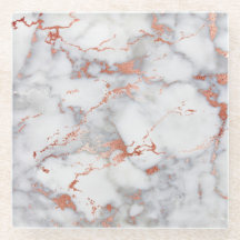 grey marble and faux rose gold