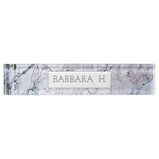 Grey Marble Custom Name Elegant Business Desk Name Plate