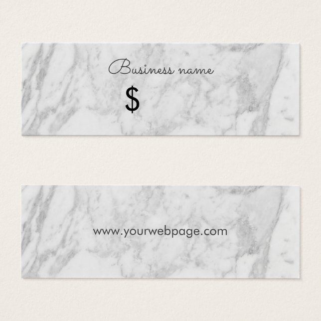 Grey Marble Elegant Simple Price Tag (Front & Back)