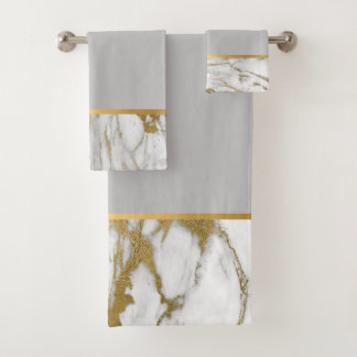 GREY MARBLE GOLD BATHROOM TOWEL SET