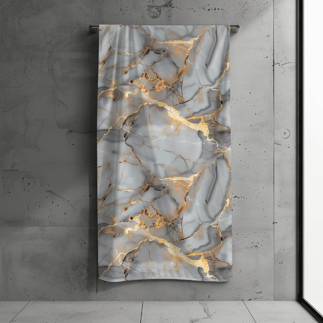 Grey Marble Gold Foil look  Bath Towel Set (Creator Uploaded)