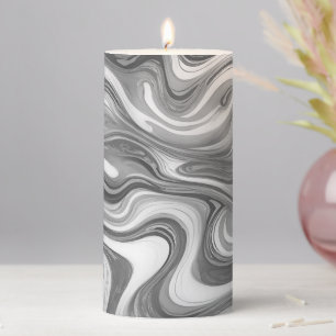 Grey Marble Gray & White Modern Abstract Pillar Candle