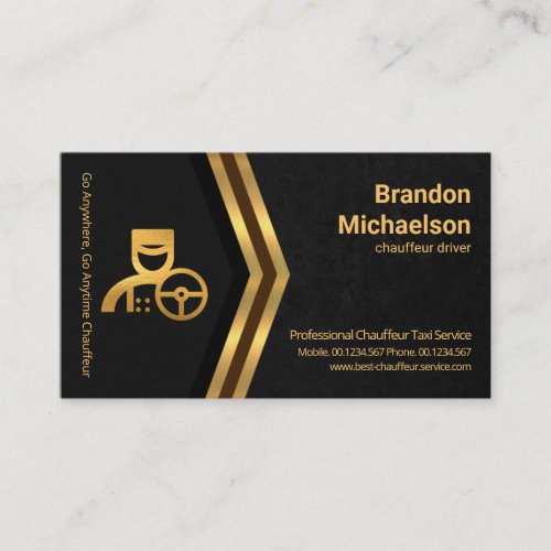 Grey Marble Grunge Golden Arrows Chauffeur Taxi Business Card