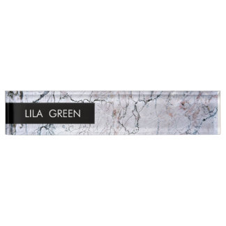 Grey Marble Modern Name Elegant Trendy Business Desk Name Plate