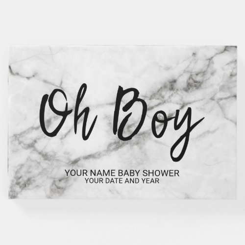 Grey Marble Personalized Baby Boy Shower Guestbook