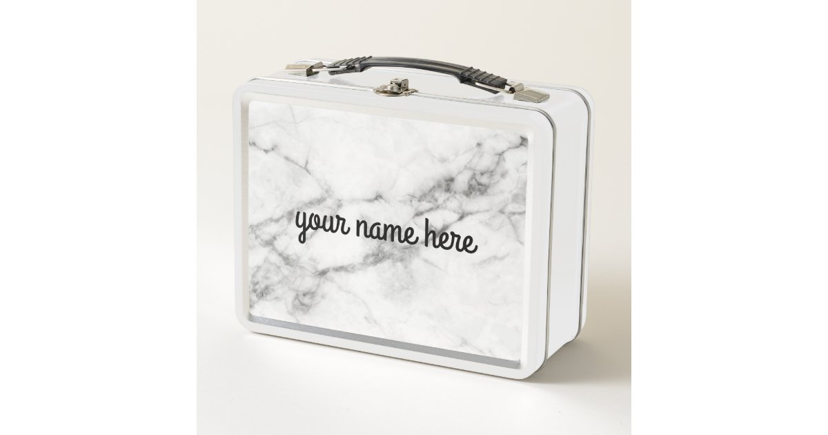 Grey Marble Personalized Lunch Box, Zazzle