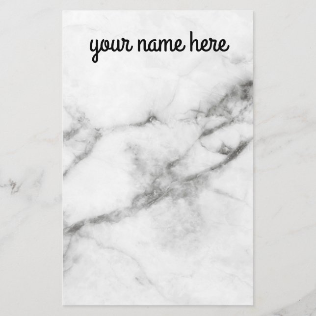 Grey Marble Personalized Stationery Paper (Front)