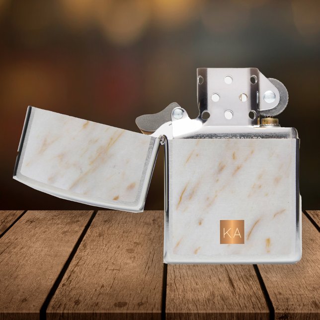 Grey marble stone like copper monogrammed zippo lighter (Creator Uploaded)