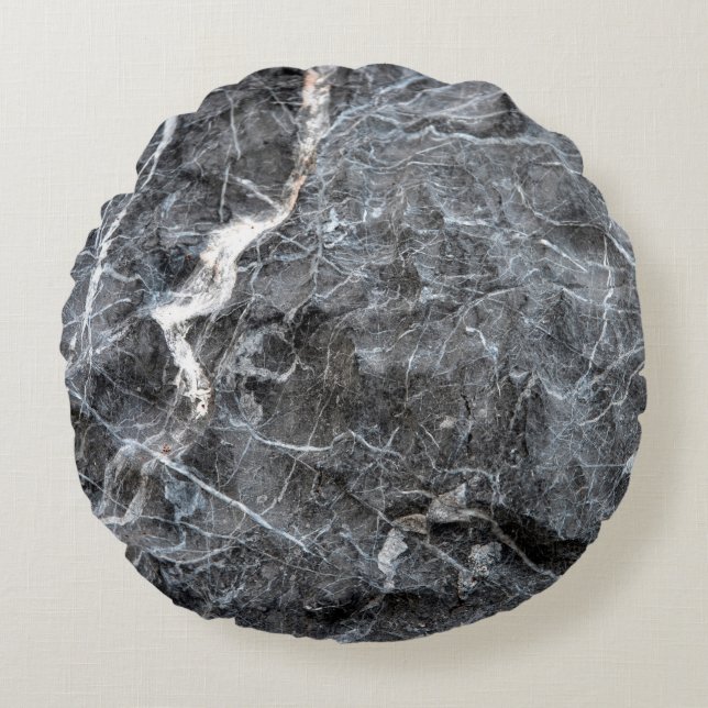Grey marble stone round pillow (Front)