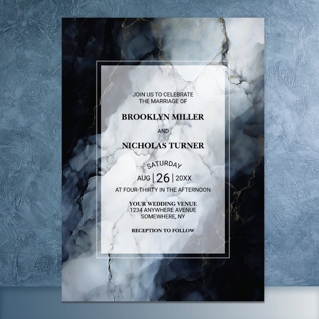 Grey Marble Wedding Invitation (Creator Uploaded)
