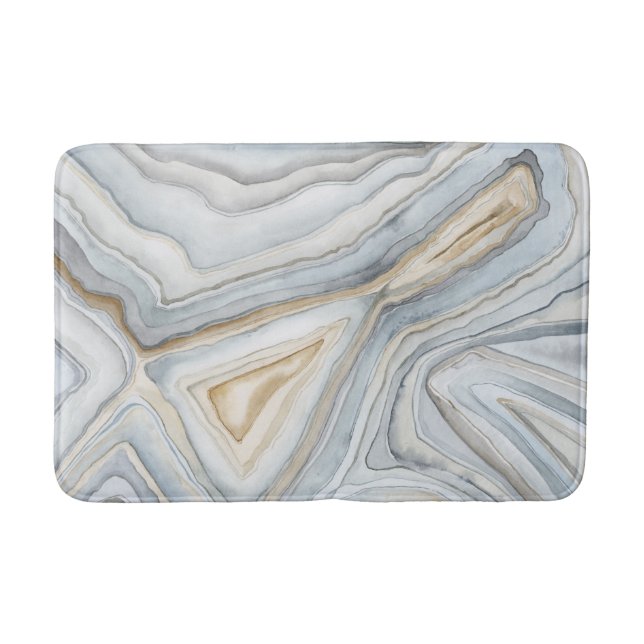 Grey Marbled Abstract Design Bathroom Mat (Front)