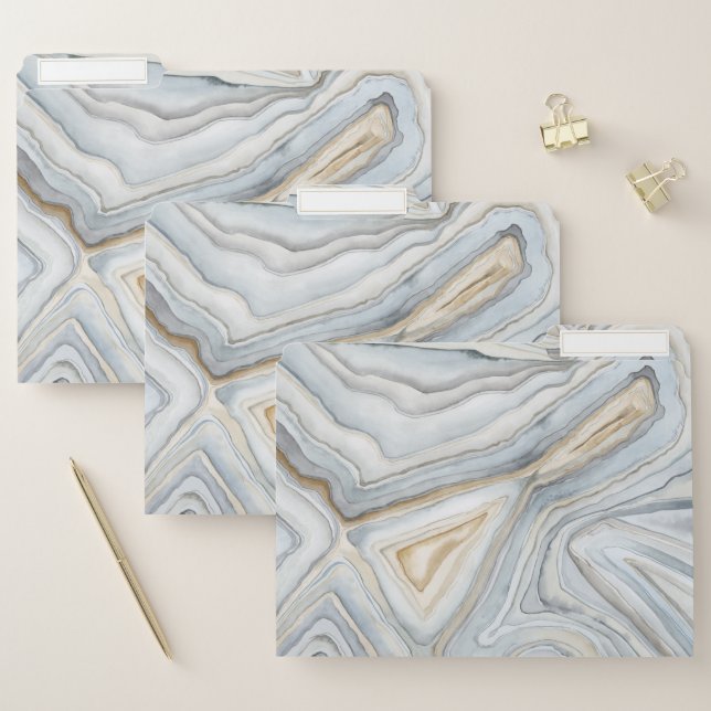 Grey Marbled Abstract Design File Folder (Set)