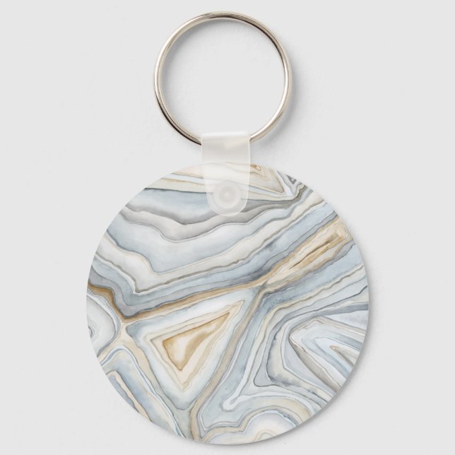 Grey Marbled Abstract Design Keychain (Front)