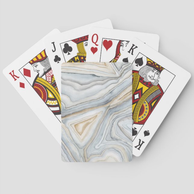 Grey Marbled Abstract Design Poker Cards (Back)
