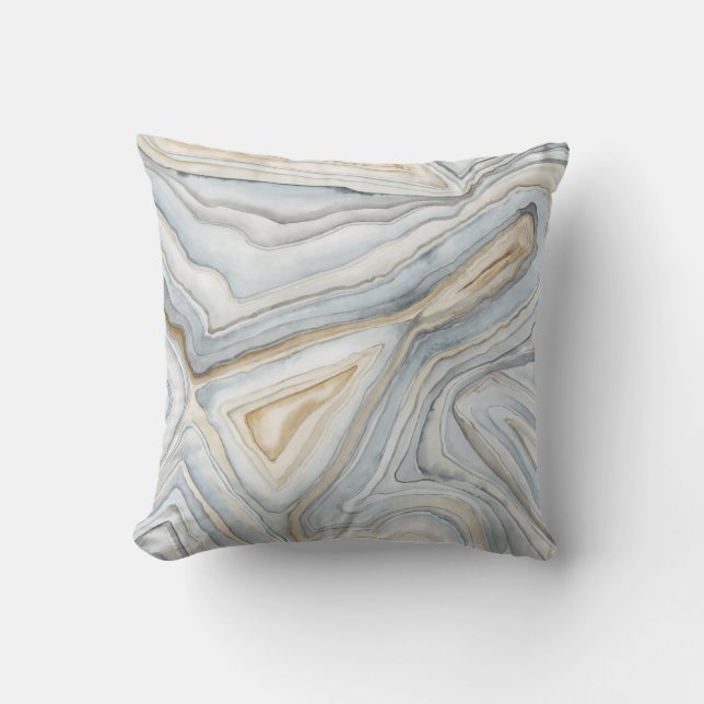 Grey Marbled Abstract Design Throw Pillow (Front)