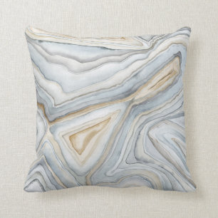 Grey Marbled Abstract Design Throw Pillow