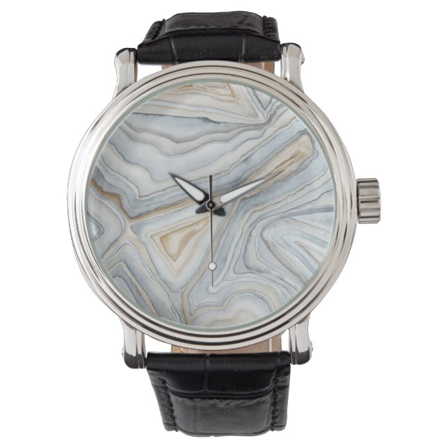 Grey Marbled Abstract Design Watch (Front)