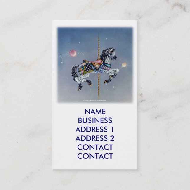 Grey Mare Carousel Horse Busines Cards (Front)