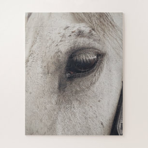 Grey Mare Horse, Up Close Eye Jigsaw Puzzle