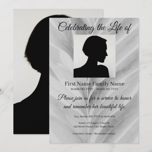Grey memorial invitation