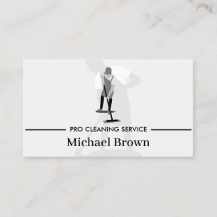 Grey Men Clean Professional Janitor Housekeeping Business Card