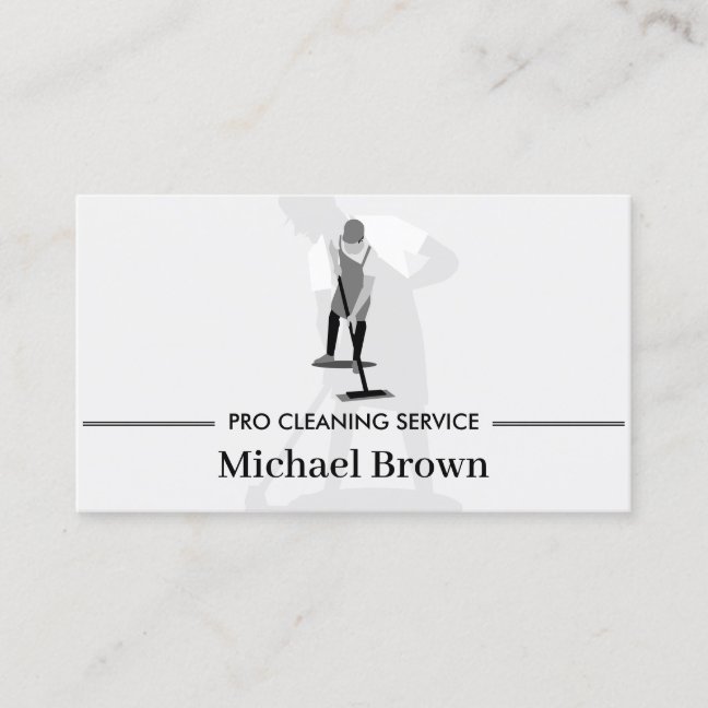 Grey Men Clean Professional Janitor Housekeeping Business Card