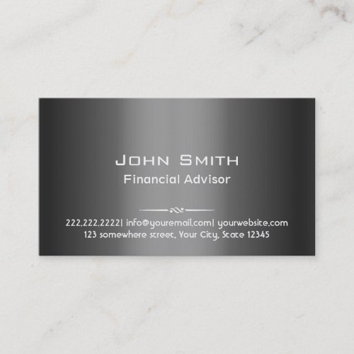 Grey Metal Financial Advisor Business Card