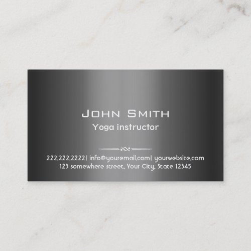 Grey Metal Yoga instructor Business Card