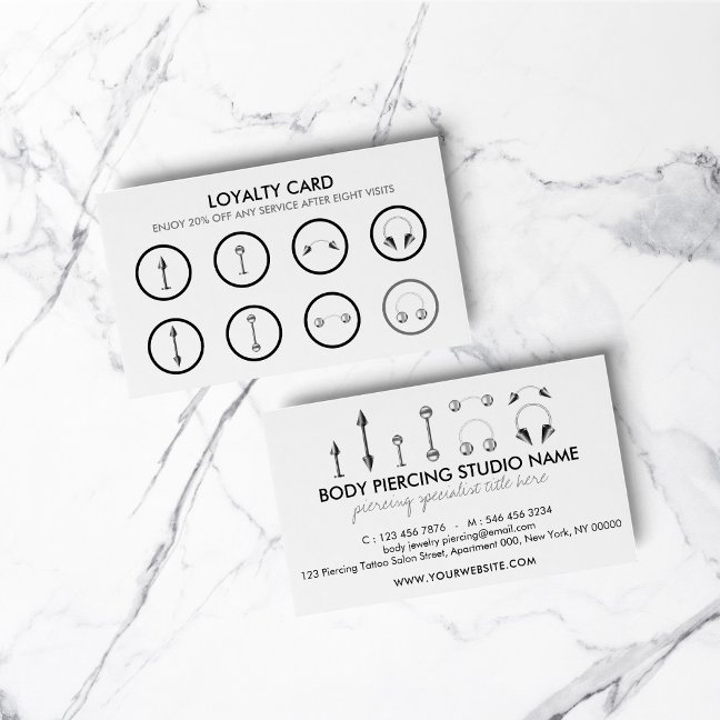Grey Metallic Black Body Piercing Loyalty Card