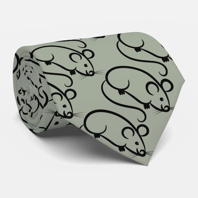 Grey mice neck tie (Rolled)