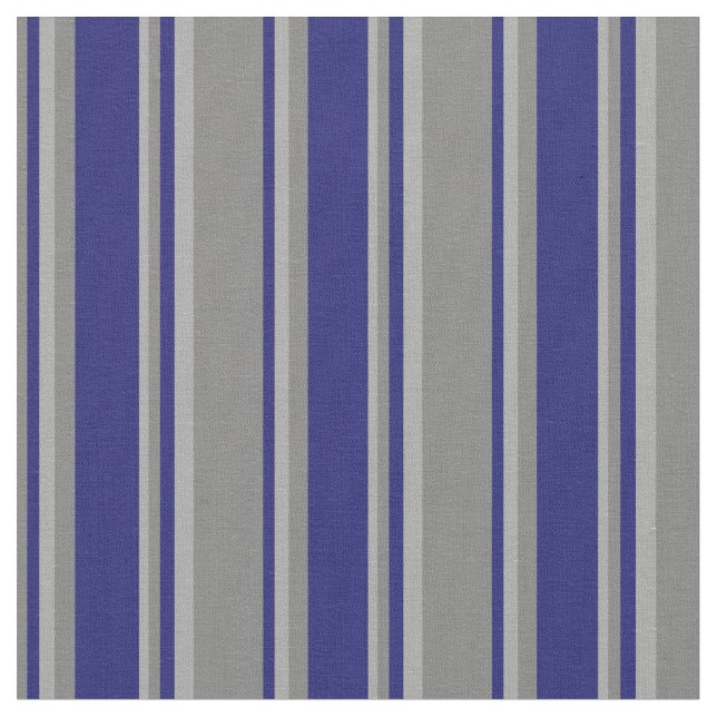 Grey, Midnight Blue, and Dark Grey Lines Pattern Fabric (Close Up)