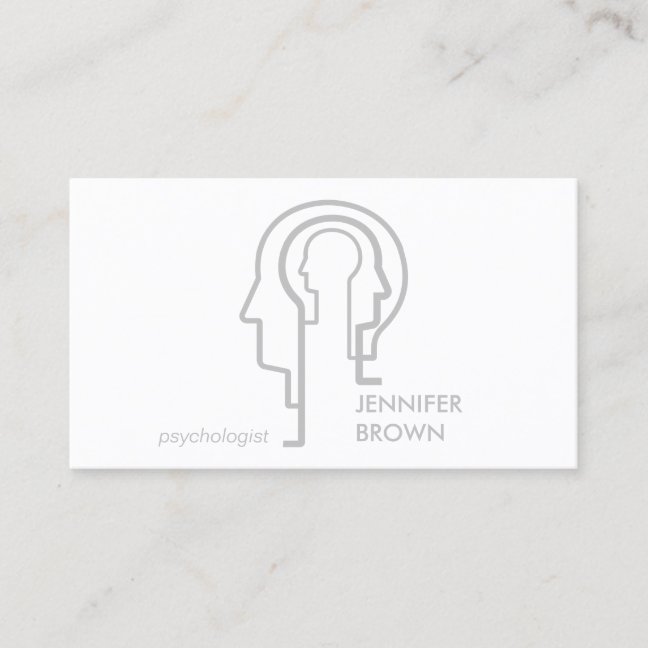 Grey Mind Science Human Head Psychologist Business Card