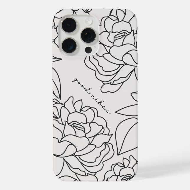Grey Minimal Floral Aesthetic Phone case (Back)