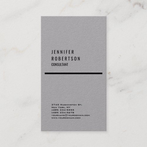 Grey Minimalist Creative Simple Plain Professional Business Card