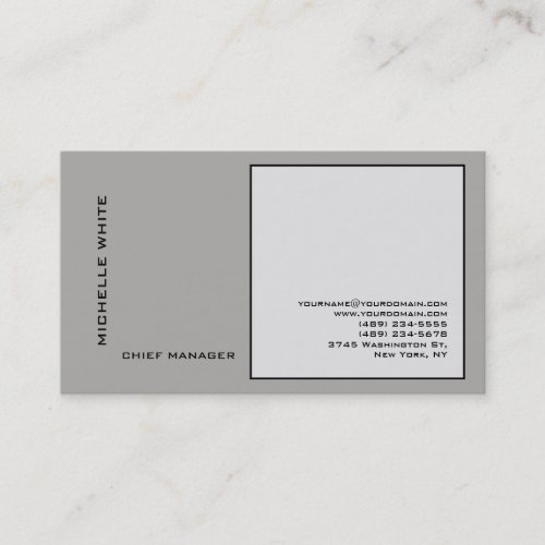 Grey Minimalist Elegant Plain Professional Business Card