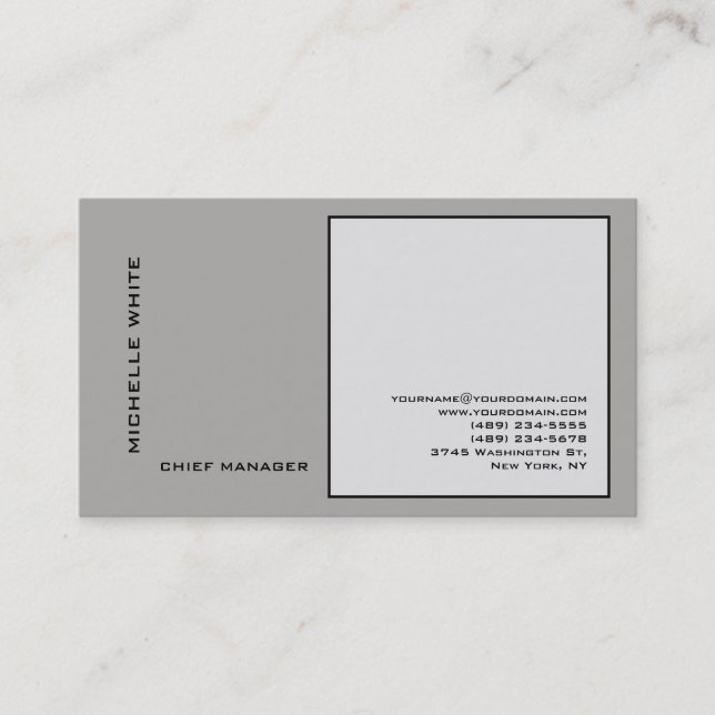 Grey Minimalist Elegant Plain Professional Business Card (Front)