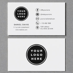 Grey Minimalist Logo Social Media Icons Business Card