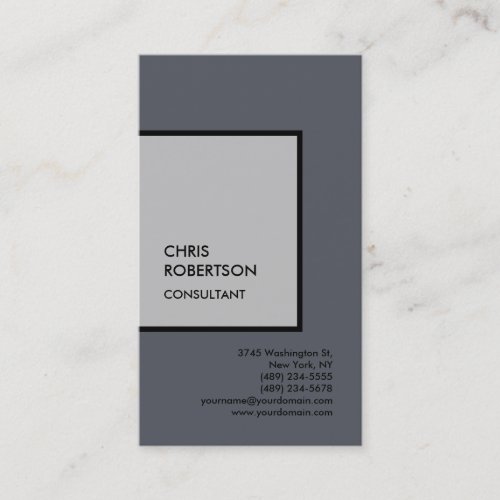 Grey Minimalist Unique Modern Simple Plain Business Card