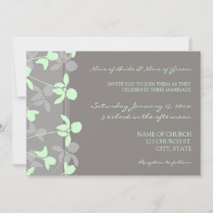 Grey Mint Floral Photo Wedding Invitation Cards