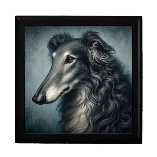 Grey Mist Borzoi Portrait Gift Box (Front)
