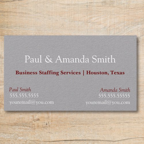 Grey Modern Business Card With 2 Names  Contact