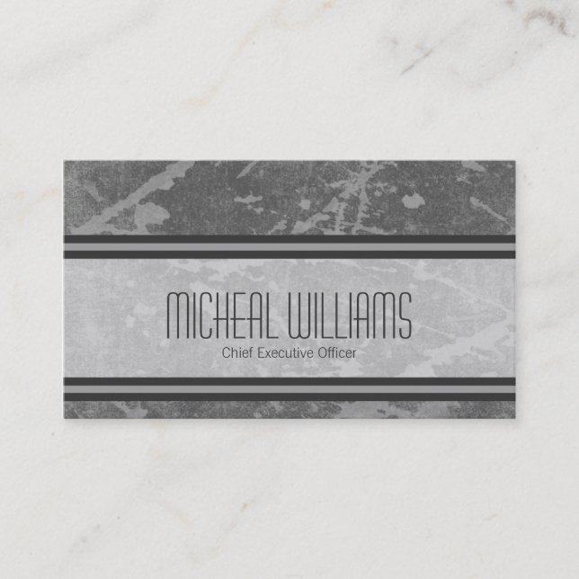 Grey Modern CEO Company Business Cards (Front)
