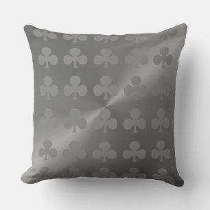 Grey Modern Clubs Pattern Cotton Throw Pillow